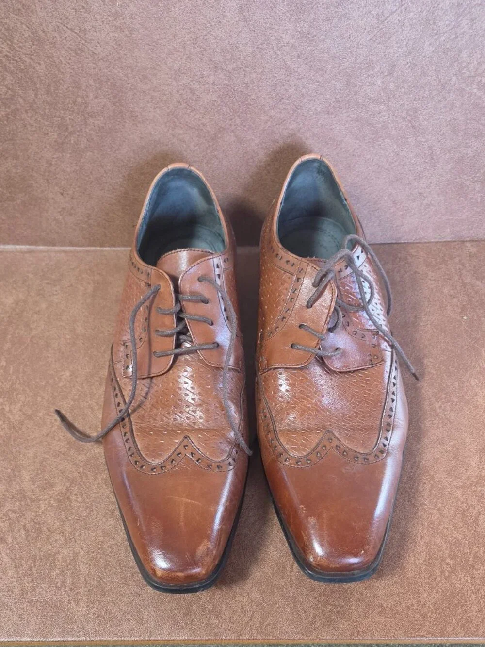 Stacy Adams Men's 25010-211 Cognac Brown Wingtip Leather Shoe Men's 10.5 W